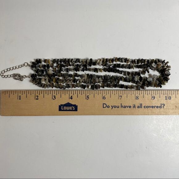 Modern multistrand knotted shell chip necklace - Picture 4 of 5